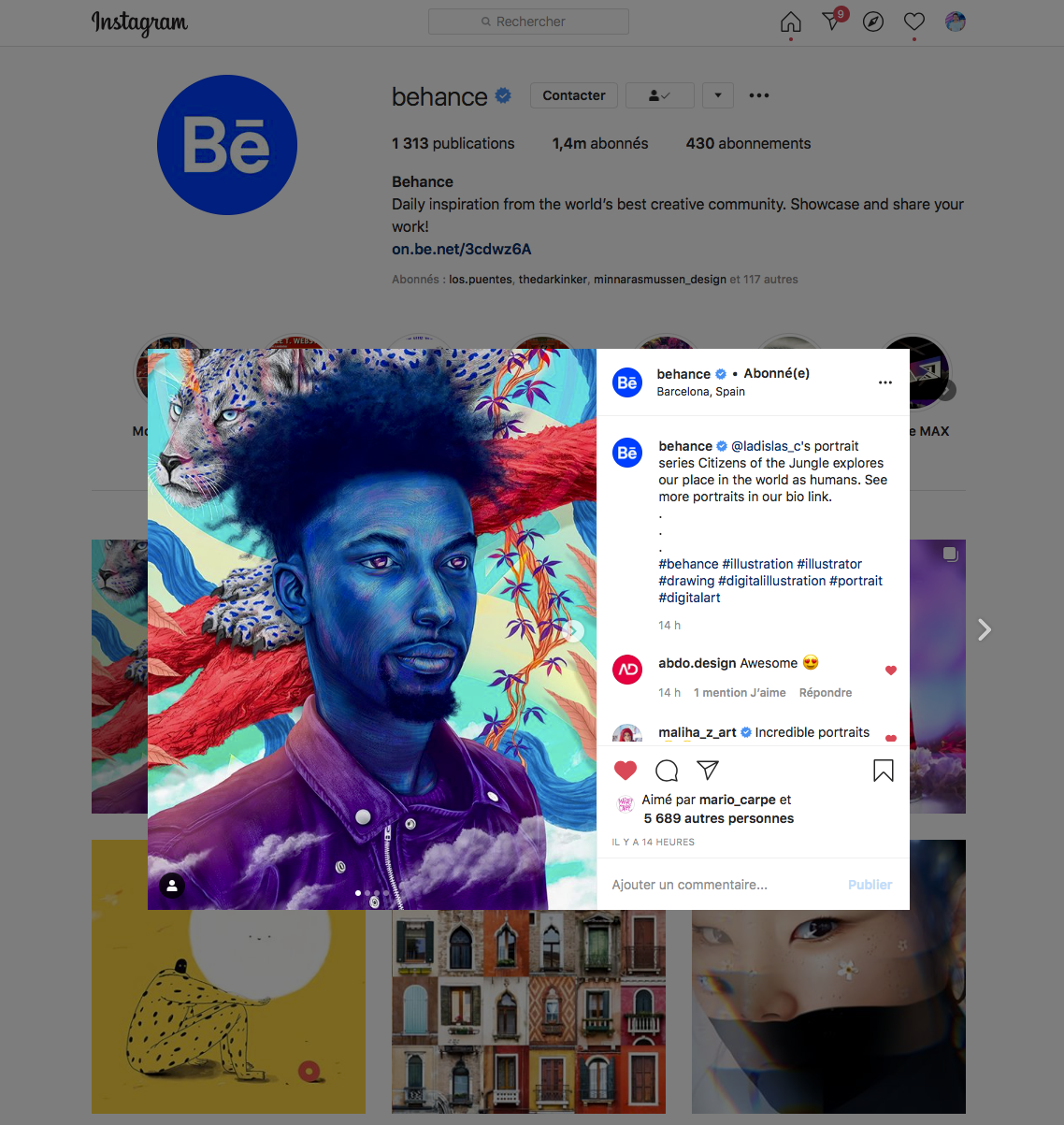 Behance post Feature