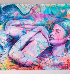 7th Level Of Sleep 50X70cm - acrylics + watercolor on canvas 2018