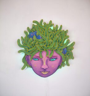 Anemone girl - mixed media sculpture - 55X56cm 2023 Ladislas Web
